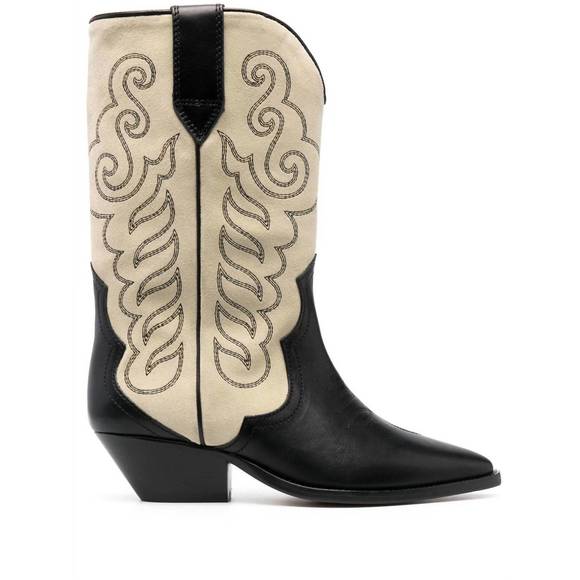 NEW ISABEL MARANT duerto suede cowboy boots in black/ecru - Picture 2 of 4